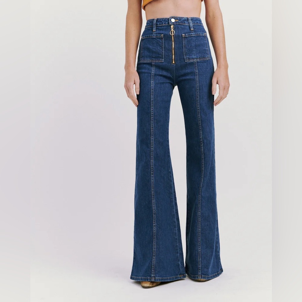Stoned Immaculate Bardot Flare Jeans - Size 27, Italian Denim